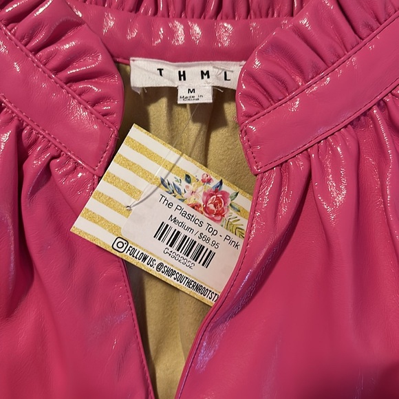 NWT Pink Faux Leather Top - Picture 4 of 5